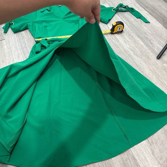 Sharagano Vibrant Green Midi Dress with Tie Sleeves size 6 - Picture 14 of 16